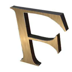 laminated metal on acrylic letter F