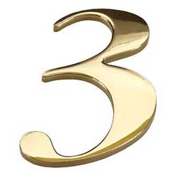 Number 3 in Polished Brass