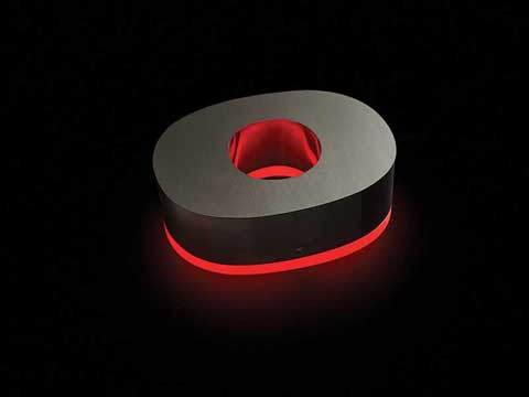Stainless steel Letter O with red lighted reveal