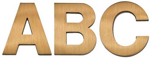 Helvetica font, ABC in Bronze