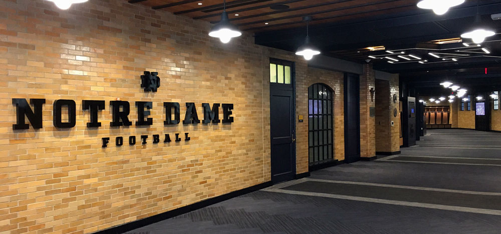 Painted cast letters at Notre Dame Football