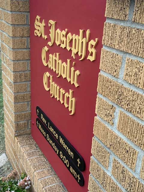 St Joseph's Catholic Church marquee sign
