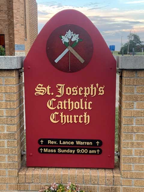 St Joseph's Catholic Church marquee sign
