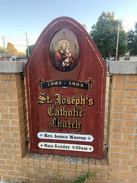 another picture of the original sign at St Joseph's Church