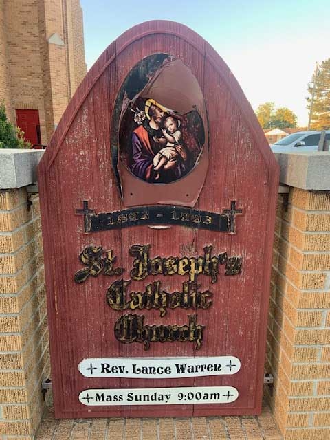 the original sign at St Joseph's Church